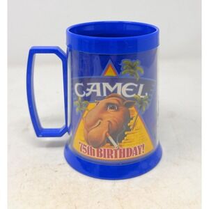 Vintage 1988 Joe Camel Cigarettes 75th Anniversary Thermo-Serv Plastic Beer Mug‎